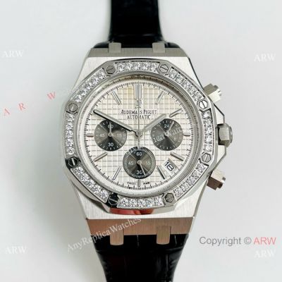 Clone Audemars Piguet Royal Oak Chronograph Watch SS Diamond Bezel